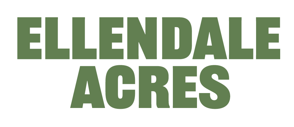 The image displays the words "ELLENDALE ACRES" in green text.